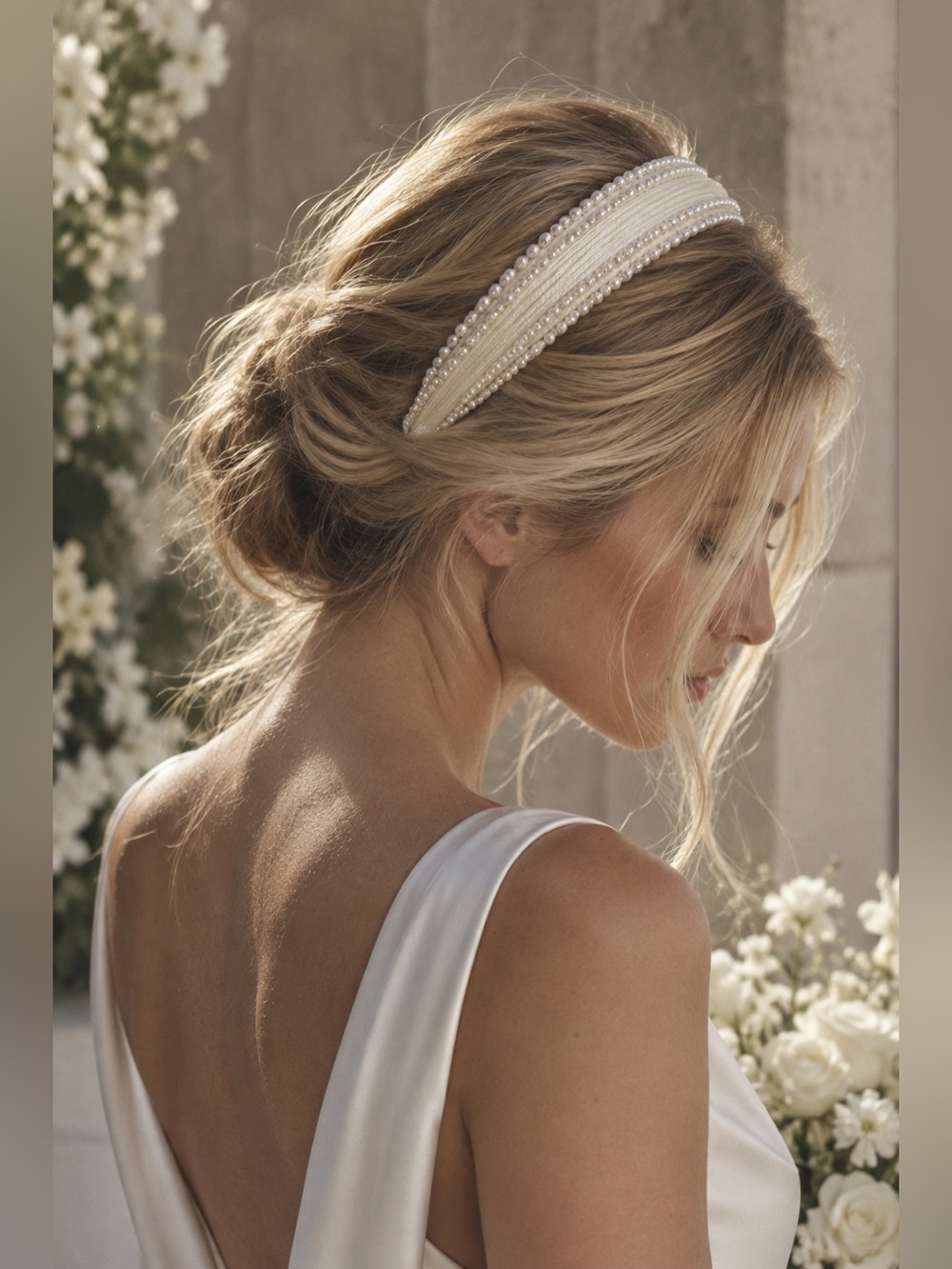 Vintage Krimson & Clover Bridal Headband Hand Sewn Pearl Ivory Wedding NOS